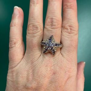 Silver and tanzanite starfish Ring